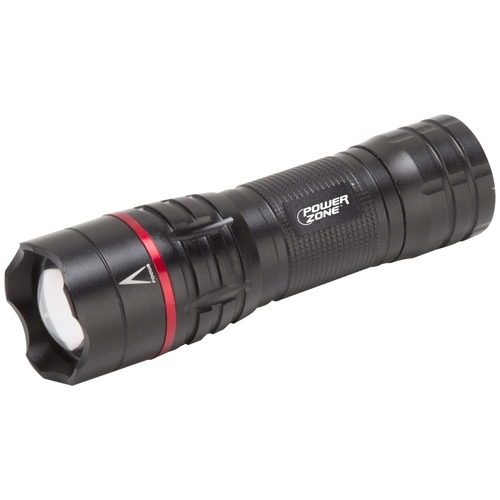 PowerZone 12093 Tactical Flashlight, AAA Battery, LED Lamp, 500 Lumens, 140 m Beam Distance, 2.5 hrs Run Time