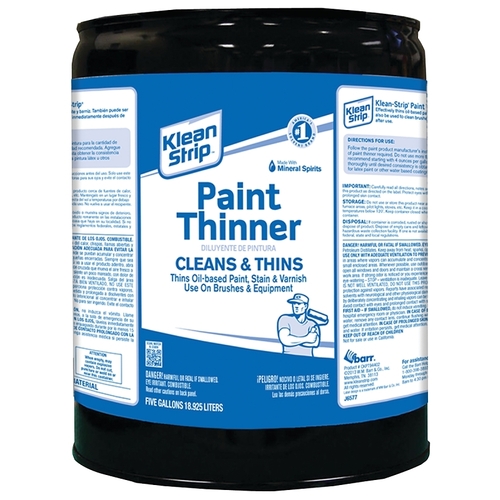 Paint Thinner, Liquid, Free, Clear, Water White, 5 gal, Can