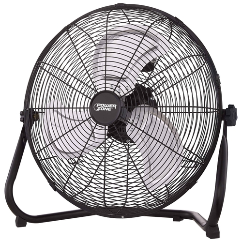 Floor Fan, 120 VAC, 18 in Dia Blade, 3-Blade, 3-Speed, 360 deg Rotating, Black