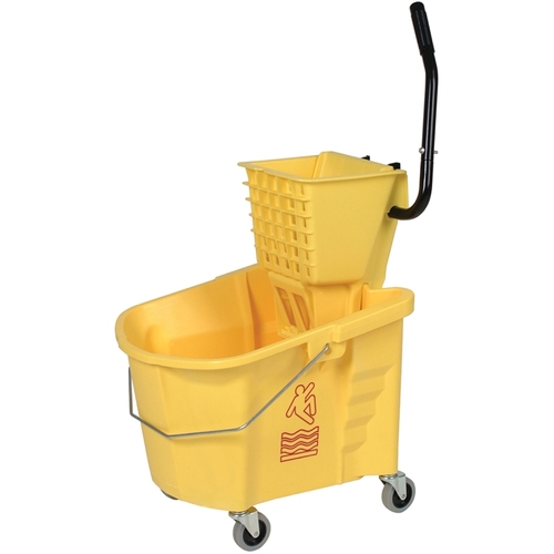 Splash Guard Mop Bucket Combo, 35 qt Capacity, Plastic Bucket/Pail, Plastic Wringer