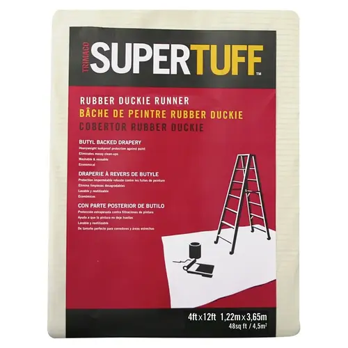Rubber-Duckie Drop Cloth, 12 ft L, 4 ft W, Butyl Backed Drapery Fabric, Multi-Color