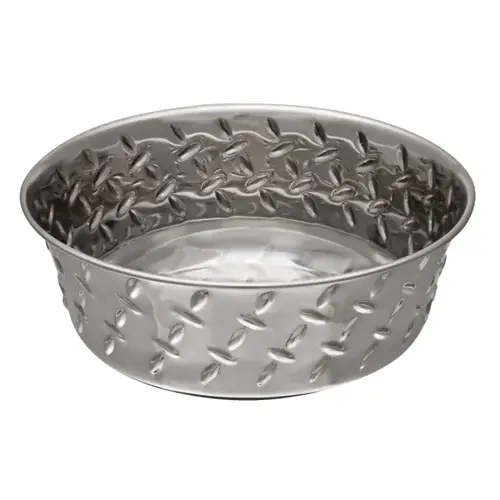 Pet Feeding Dish, L, 2 qt Volume, Stainless Steel, Metal