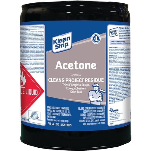 Acetone Thinner, Liquid, Characteristic Ketone, Sweet Pungent, Clear, 5 gal, Can