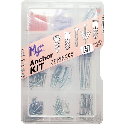 MIDWEST FASTENER 14999 Anchor Kit, Plastic, Textured, 77-Piece