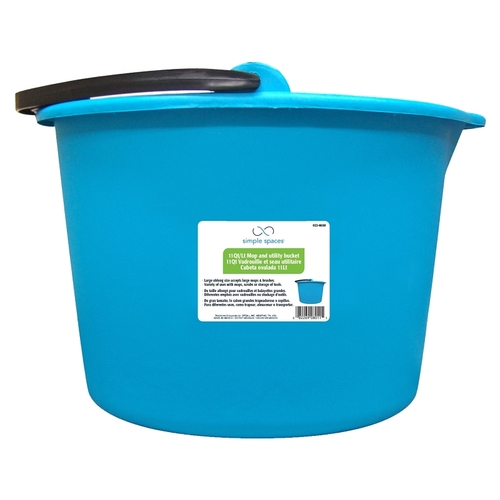 Simple Spaces 8011 Mop Bucket, 11 qt Capacity, Oblong, Recycle Polypropylene Bucket/Pail, Aqua