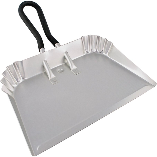 Dustpan, 17-3/4 in L, 17 in W, Aluminum, Silver, Anodizing