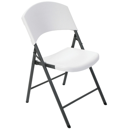 Folding Chair, Steel Frame, Polyethylene Tabletop, Gray/White