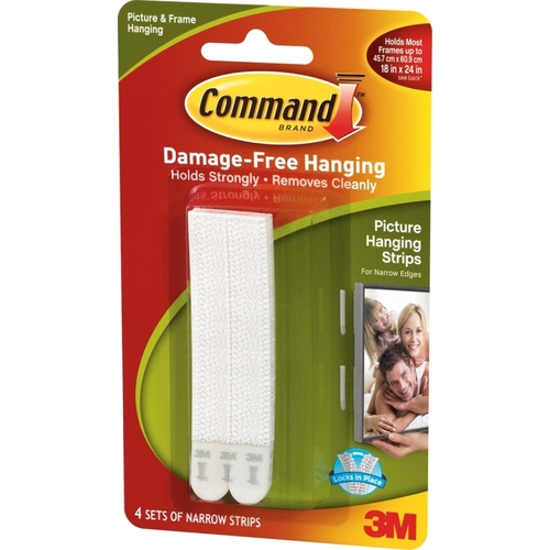 Command 17207 Picture Hanging Strip, 3 lb/set, Foam, White - pack of 4