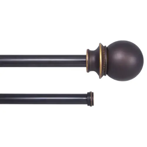 Fast Fit KN75217 Curtain Rod, 5/8 in Dia, 66 to 120 in L, Steel, Brown, Oil-Rubbed Bronze