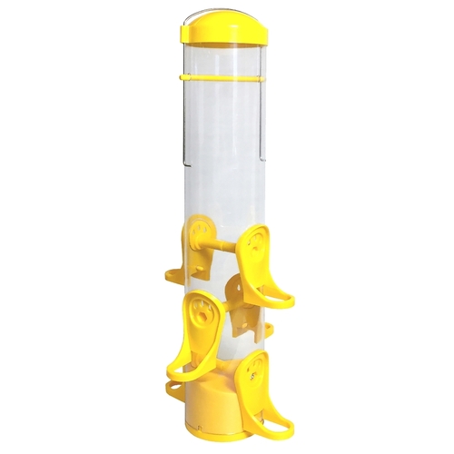 Thistle Bird Feeder, 15 in H, 1.1 qt, Plastic, Clear Yellow, Hanging Mounting