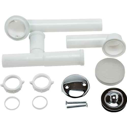 Tub Drain, PVC, White, Chrome, For: 14 in and 16 in Tubs