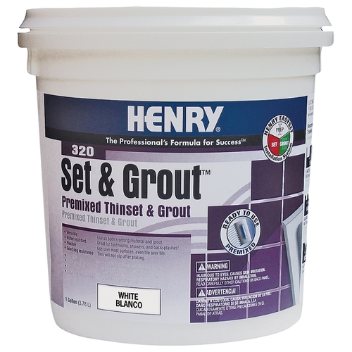 HENRY 12041 Set&Grout Adhesive and Grout, Paste, White, 1 gal Tub