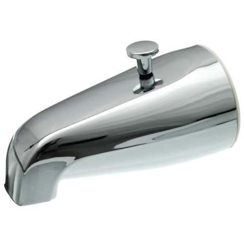 Tub Spout with Diverter, Metal, Chrome Plated, For: 1/2 in or 3/4 in IPS Connections