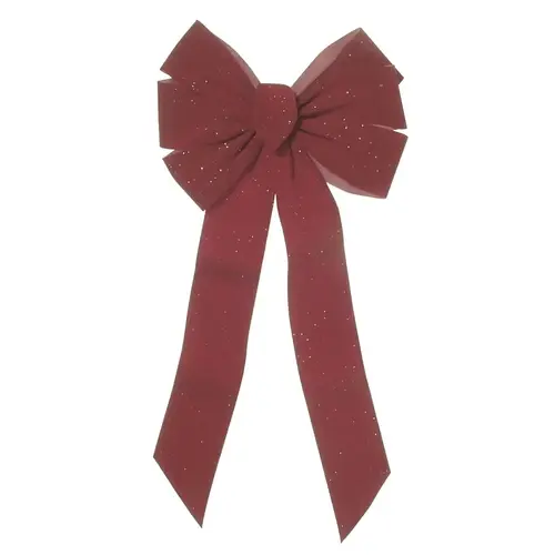 Glittered Velvet Bow, 12 in x 26 in, Burgundy