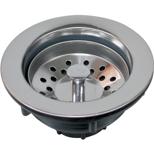 Basket Strainer, 4.3 in Dia, For: 3-1/2 to 4 in Dia Opening Sink Stainless Steel