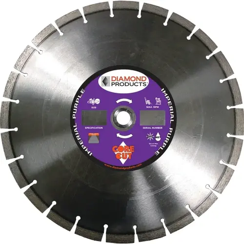 Circular Saw Blade, 16 in Dia, Universal Arbor, Diamond Cutting Edge