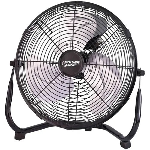 Floor Fan, 120 VAC, 14 in Dia Blade, 3-Blade, 3-Speed, 120 deg Rotating, Black