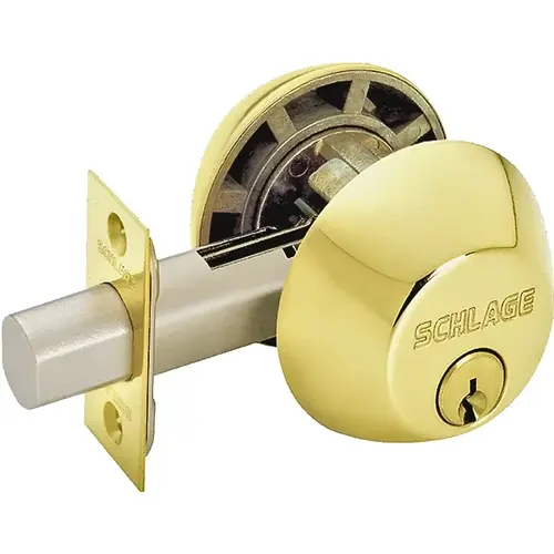 Entry Deadbolt, 1 Grade, Keyed Alike Key, Metal, Polished Brass, 2-3/8 x 2-3/4 in Backset, C, K4 Keyway