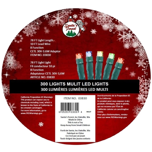 Santas Forest 03830 Rice String Light, Line, 3 VDC, 29V; 3.6 W, 10-Lamp, Multi-Color Lamp