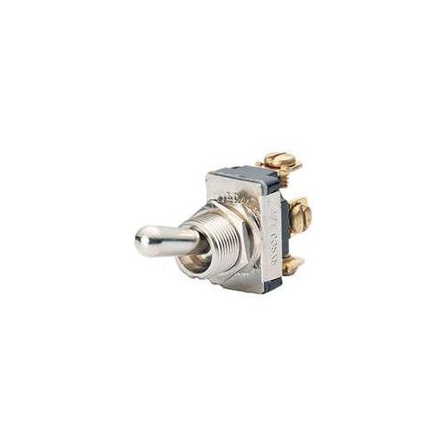 Toggle Switch, 15 A, 12 VDC, Screw Terminal, Metal Housing Material, Silver