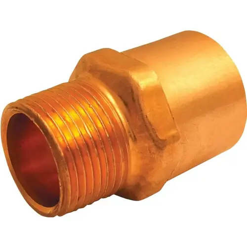 104R Series Reducing Pipe Adapter, 1/2 x 3/8 in, Sweat x MNPT, Copper