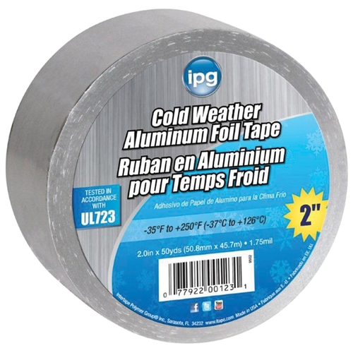 IPG 9502 Foil Tape with Liner, 45.7 m L, 50.9 mm W, Aluminum Backing, Silver