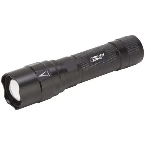 Tactical Flashlight, AA Battery, LED Lamp, 400 Lumens, 120 m Beam Distance, 10 hrs Run Time, Black