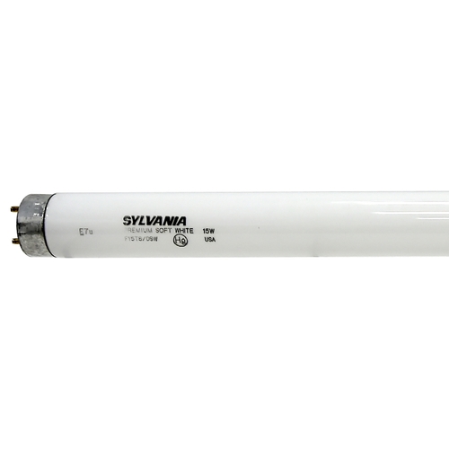 Fluorescent Bulb, 15 W, T8 Lamp, Medium Lamp Base, 810 Lumens, 3000 K Color Temp, Soft White Light