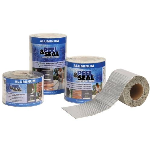 Peel & Seal Shrink-Wrapped Self-Stick Roofing, 33-1/2 ft L, 6 in W, 100 sq-ft Coverage Area, Asphalt/Polymer - pack of 6