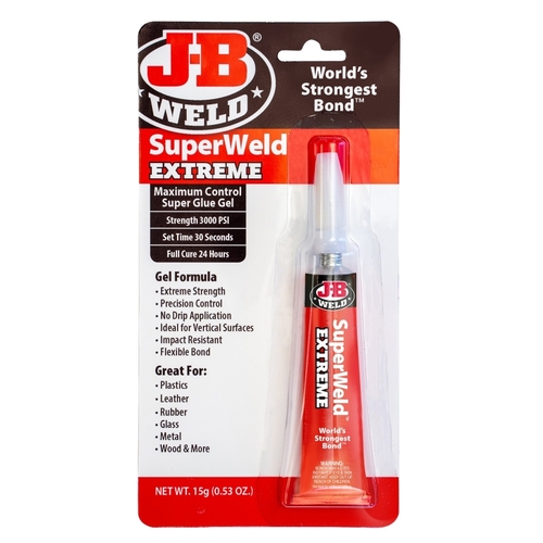 J-B Weld 33400 SuperWeld Instant Adhesive, Gel, Clear, 15 g