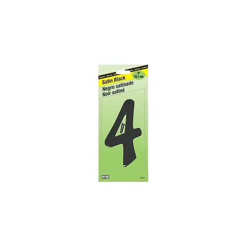 30800 Series Reflective Sign, Character: 4, 6 in H Character, Black/Silver Character, Plastic - pack of 5