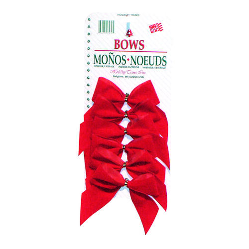 Outdoor Bow, 0.5 in H, Velvet, Red - pack of 36