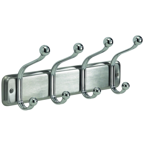 York Lyra Hook Rack, 4-Hook, Steel, Chrome