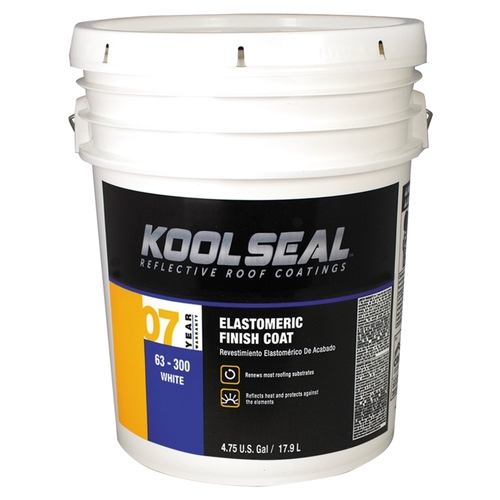 KOOL SEAL KS0063300-20 Elastomeric Roof Coating, White, 4.75 gal Pail, Liquid