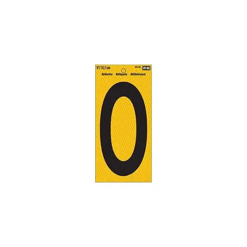 30800 Series Reflective Sign, Character: 0, 6 in H Character, Black/Silver Character, Plastic - pack of 5