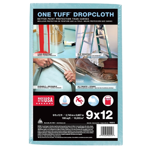 ONE TUFF Drop Cloth, 15 ft L, 4 ft W, Sontara Fabric, Blue