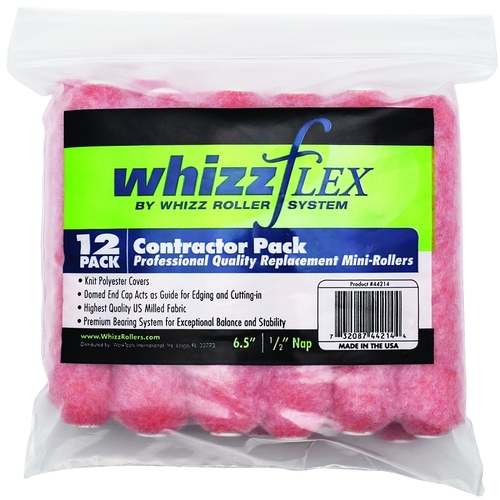 Whizz 44214 Paint Roller Cover, 1/2 in Thick Nap, 6-1/2 in L, Polyester Cover - pack of 12