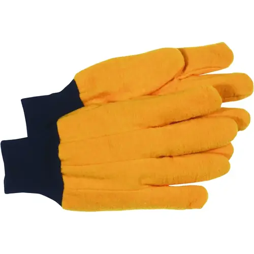 Clute-Cut Chore Gloves, L, Straight Thumb, Knit Wrist Cuff, Cotton/Polyester, Yellow Pair