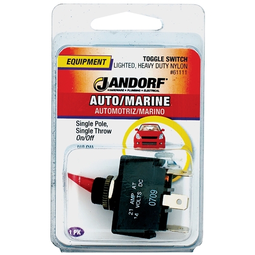 Jandorf 61111 Switch, 21 A, 14 VDC, SPST, Tab Terminal, Nylon Housing Material, Red