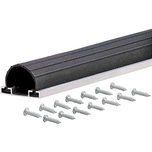 Garage Door Weatherstrip, 1-5/8 in W, 2-3/4 in Thick, 18 ft L, Aluminum, Black