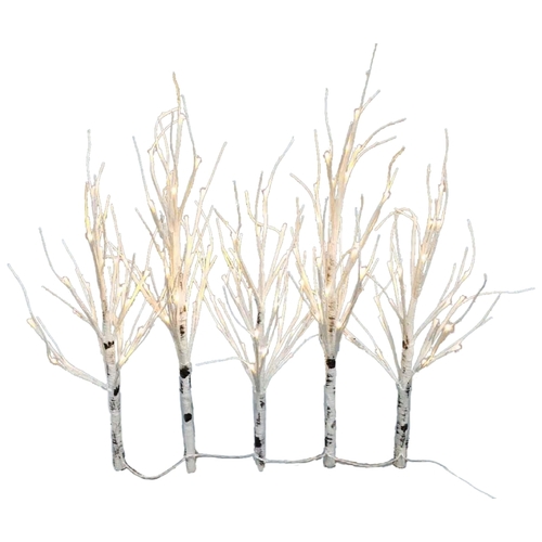 Tree Set LED Twig, 6 in L, Yard Decor, Metal/PVC, White, Matte - pack of 6