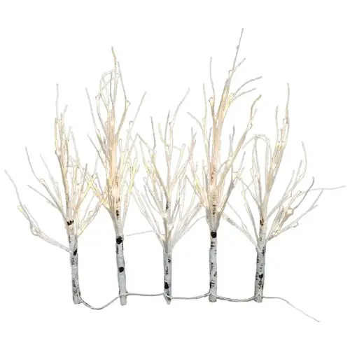 Tree Set LED Twig, 6 in L, Yard Decor, Metal/PVC, White, Matte