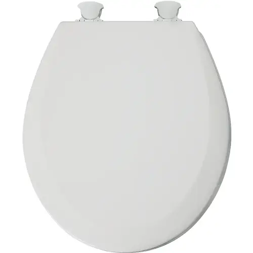 41EC-000 Toilet Seat, Round, Wood, White, Twist Hinge