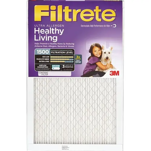 Filtrete 2011DC-6 Electrostatic Air Filter, 14 in L, 14 in W, 11 MERV, Microfiber Filter Media, Cardboard Frame