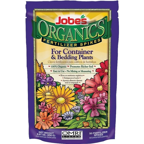 Jobes 6128 Container and Bedding Plant Organic Fertilizer Bag, Spike, 3-5-6 N-P-K Ratio - pack of 50
