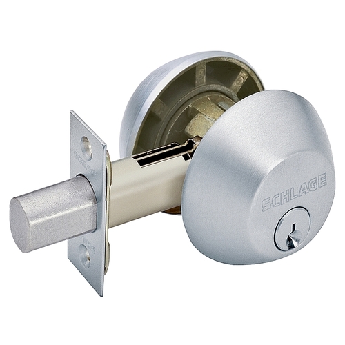 Schlage B62N626 Entry Deadbolt, 1 Grade, Keyed Alike Key, Metal, Satin Chrome, 2-3/8 x 2-3/4 in Backset, C, K4 Keyway