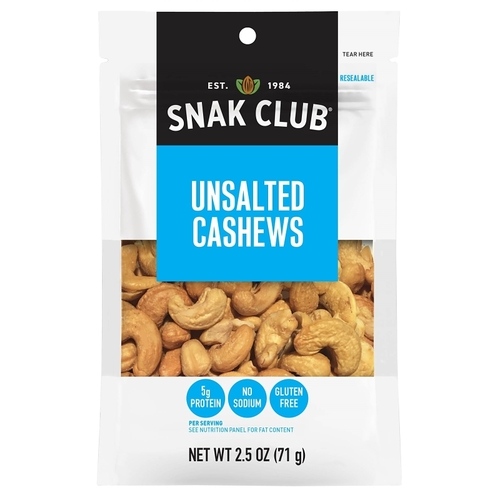 Unsalted Cashew, 2.5 oz - pack of 6