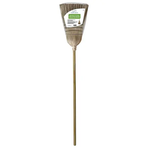 Warehouse Broom, 12 in Sweep Face, 18 in L Trim, Fiber Bristle, 55-1/4 in L, Hardwood Handle