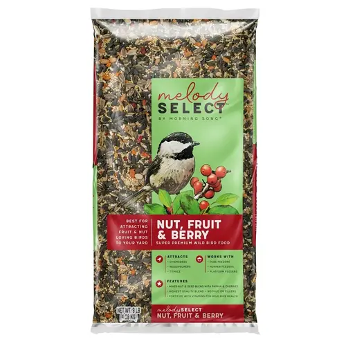 Melody Select Series Wild Bird Food, Premium, Chunky, Berry, Fruit, Nut Flavor, 9 lb Bag