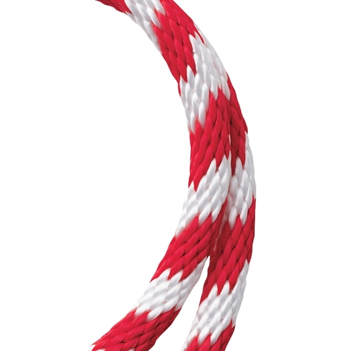 Rope, 3/8 in Dia, 140 ft L, Polypropylene, Red/White